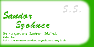 sandor szohner business card